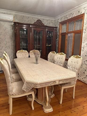 ucuz masalar: Qonaq otağı üçün, Yeni, Açılmayan, Dördbucaq masa, 8 stul — 1