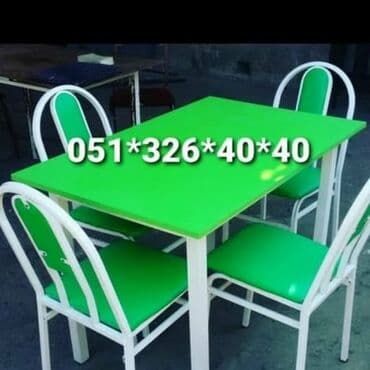 Masa və oturacaq dəstləri: Qonaq otağı üçün, Yeni, Açılan, Dördbucaq masa, 4 stul — 14