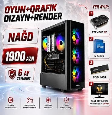 RTX 4060 oc i5 13400 1tb ssd ddr4 16gb asus tuf gaming 23.8 inch