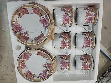 kafeyni serviz: Çay dəsti, rəng - Ağ, Farfor — 1