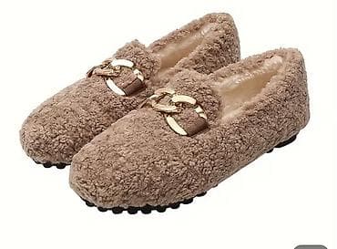 Qadınlar üçün isti, tüklü loafer tipli ev ayaqqabısı - Material — 1