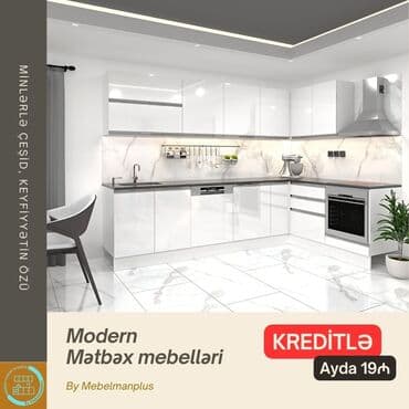 metbex mebeli gence: Sifarişlə mətbəx dəsti, Mat laminat, Kredit var, Pulsuz çatdırılma — 4