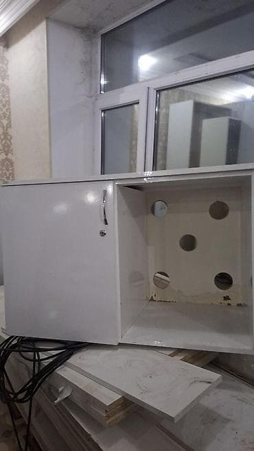 divara yigilan dolablar: Mətbəx mebel dəsti və lavabo modulu - Rəng: ağ, parlaq səth - — 5