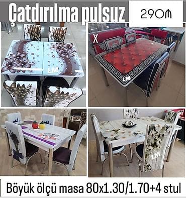 Mətbəx üçün, Açılan, Dördbucaq masa, 4 stul