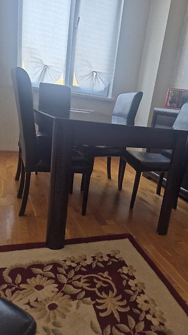 Yemək otağı üçün masa və stul dəsti - Komplekt: düzbucaqlı yemək