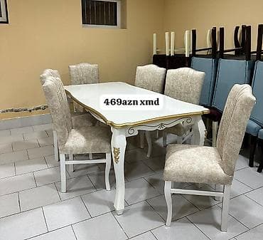 ag saat: Yemək otağı dəsti - Komlekt: 1 masa + 6 stul - Stil — 1