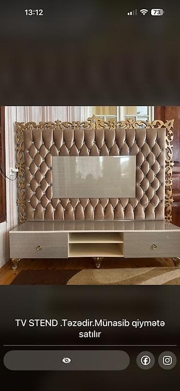 mermer metbex mebelleri: Düz TV altlığı, Polkalı — 1