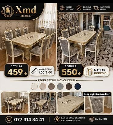 ikinci el gence: Xmd Mebel – Klassik yemək dəsti - Masa ölçüsü: 1.00 × 2.00 m - Stul — 1