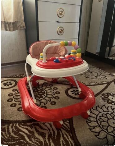 Uşaq gəzdirəni / yürüteç - Rəng: qırmızı-ağ - Yumşaq oturacaq