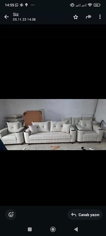 3 hissəli yumşaq mebel dəsti - Tərkib: 1 ədəd böyük üçnəfərlik divan