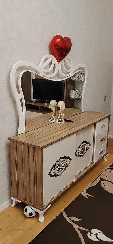 salyan mebel salonu: Qonaq otağı dəsti – vitrin şkafı, TV stendi və divan - Vitrin şkafı — 6