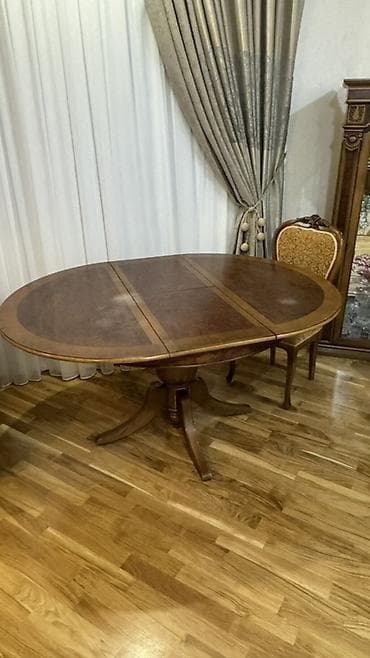 Klassik masa, Açılan, Taxta, Oval masa