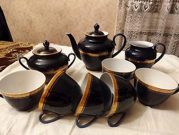 serviz destleri: Çay dəsti, rəng - Göy, Farfor — 1