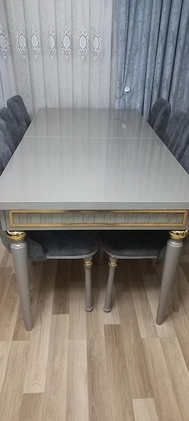 komputer stolları: Qonaq otağı üçün, İşlənmiş, Açılan, Dördbucaq masa, 6 stul — 1