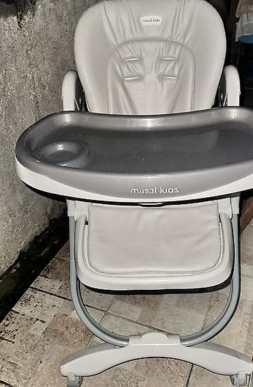 deri plas: Masal Kids uşaq yemək stulu - Rəng: boz-ağ tonlarda - Geniş və — 4