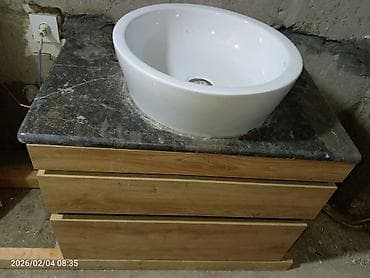 dairevi stol: Moidadır. Vanna otağı üçün lavabo dolabı .təbii mərmər daşı - Üst — 2