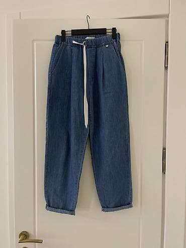 Geniş kəsimli cins şalvar - Material: yüngül denim (cins) - Rəng