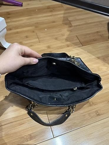 çanta armani: Qara çiyin çantası – zəncirli saplar - Rəng: qara - Material: dəri — 3