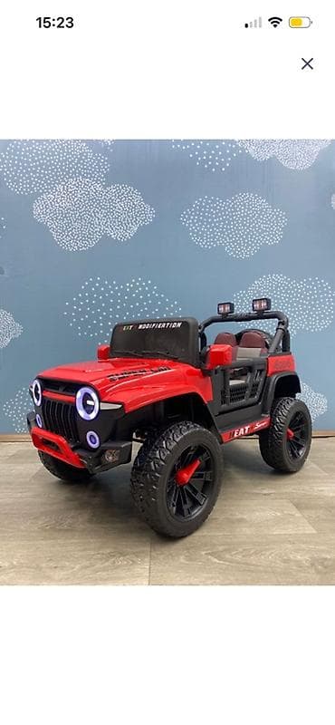 oyuncaq ev: Uşaq elektrik maşını – off-road jeep stili - Korpus: parlaq qırmızı — 1