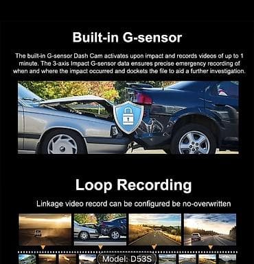 avtomobil ucun android monitorlar: Avtomobil DVR – Model: D53S Xüsusiyyətlər: - 1080P Dual Lens: Eyni — 2