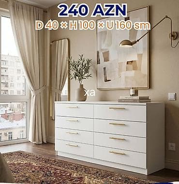 tek kamot: Ağ rəngli geniş komod - Ölçülər: Dərinlik 40 sm × Hündürlük 100 sm × — 1
