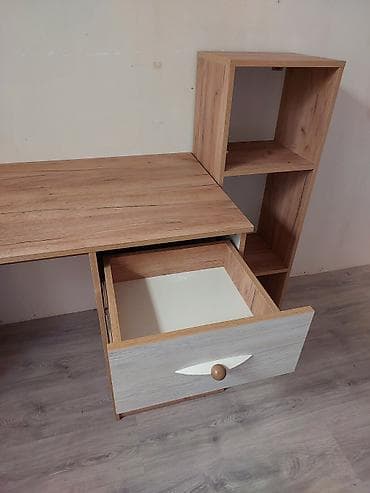 masa ders: Düz masa, Polkalı, Siyirməli, Teksturalı laminat, Zəmanətsiz, Kredit yoxdur — 4