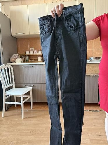 Qara rəngli qız uşaq şalvarı (džins) - Rəng: tünd qara/antrasit -