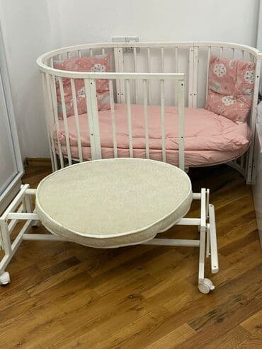 Мебель на заказ: Для девочки и мальчика, Овальная, Колыбель, С бортиками, С матрасом, Без механизма качания — 2
