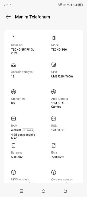 a 40 telefon: Tecno Spark 20 — 5