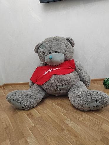 Детский мир: Böyük ölçülü boz plyuş ayı oyuncağı - Rəng: boz, burun hissəsi mavi - — 1