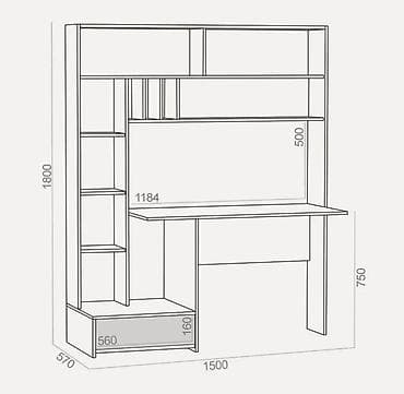 balkon masa: Uşaq/yeniyetmə otağı üçün funksional iş masası və rəf sistemi - — 7