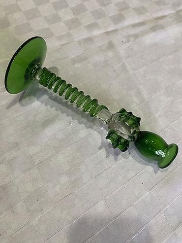 dekor odun: Şüşə şamdan – dekorativ - Material: qalın şüşə - Rəng: zümrüd-yaşıl — 3