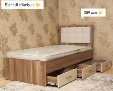 Çarpayılar: Yeni, Təknəfərlik çarpayı, Bazasız, Matras ilə, Siyirməli, Azərbaycan — 1