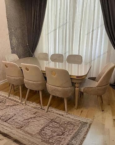 balkon stul: Masa Dəsti Zərif dizaynlı, açılan mexanizmli masa və 6 ədəd rahat — 1