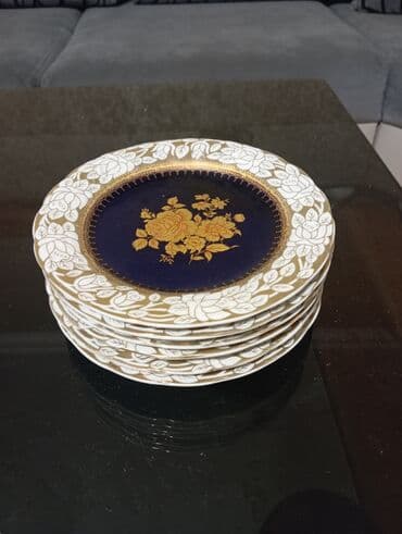 cehizlik qab: Dekorativ boşqab dəsti - Material: nazik porselen/keramika - Rəng və — 1