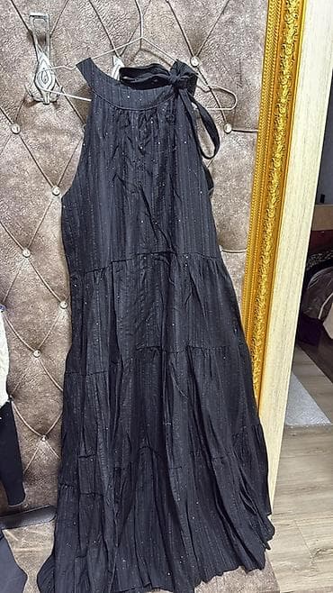 Qara maxi don - Model: Bohem/relaks kəsim, pilləli ətəkli (tiered)