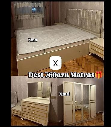 Mebel: Yataq otağı dəsti Komplektə daxildir: - Yumşaq başlıqlı iki nəfərlik — 1