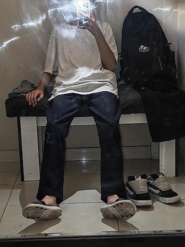 Şalvarlar: Unisex gündəlik şalvar - Model: düz kəsim, minimalistik dizayn - — 1