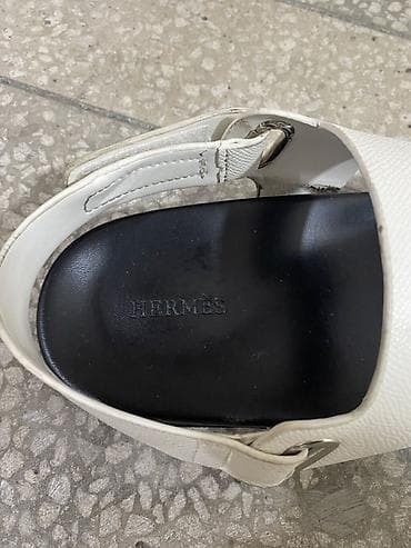 bas: 40 razmer teze Hermès dəri sandal - Rəng: ağ üst hissə, qara içlik — 2