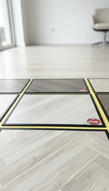 Laminat: Peli markalı, müxtəlif rənglərdə laminat döşəmə nümunələri. Taxta — 1