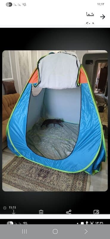 kamp cadırı: Pop-up tipiya düşərgə çadırı - Rəng: göy-sitron kənarlı, narıncı — 3