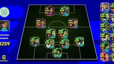 EFootball hesabı – yüksək reytinqli komanda tərkibi və tam qurulmuş