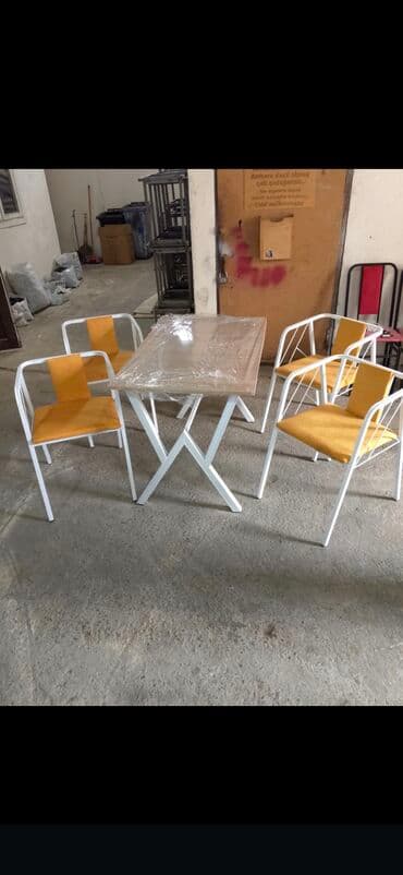 demir stol stul: Mətbəx üçün, Açılmayan, Kvadrat masa, 4 stul — 1