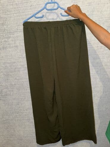 Qadın şalvarı – palazzo/kulotta kəsimi - Rəng: tünd zeytun-yaşıl -