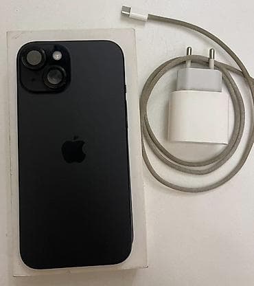 IPhone 15, 128 GB, Midnight, Simsiz şarj, Face ID, Sənədlərlə