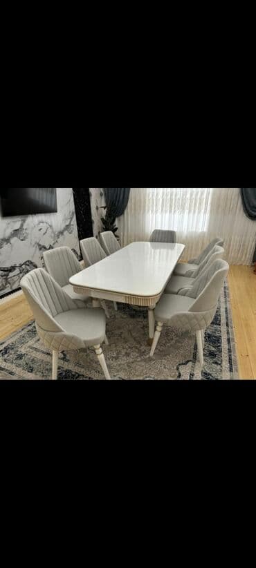 embawood masalar: Qonaq otağı üçün, Yeni, Açılmayan, Dördbucaq masa, 6 stul — 3