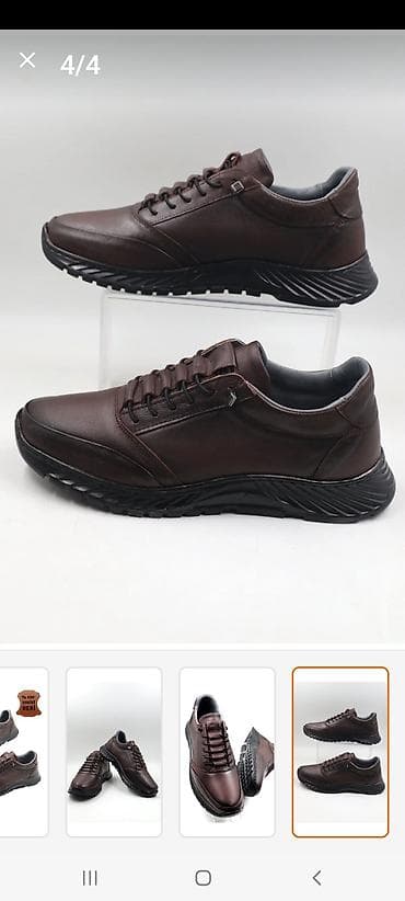 Kişi idman-stil ayaqqabısı – tünd qəhvəyi rəng - Material: 100% həqiqi