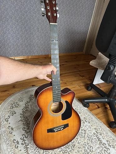 gitara balaca: AXE akustik gitar - Korpus: kəsikli (cutaway) dizayn, günəşbatımı — 1
