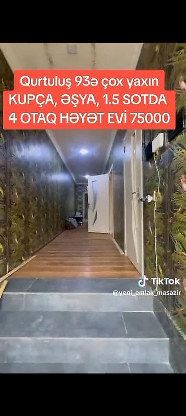 şamaxi ev: Qurtuluş 93-ə çox yaxın, kupçalı, əşyalı həyətyanı ev. - Sahə: 1.5 — 4