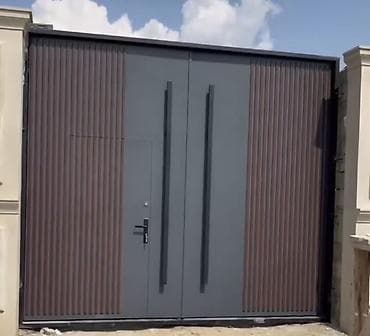 qapı taxta: Dəmir Həyət darvazası, Yana açılan, Mexaniki, Qapı ilə, rəng - Boz, Kredit yoxdur — 1